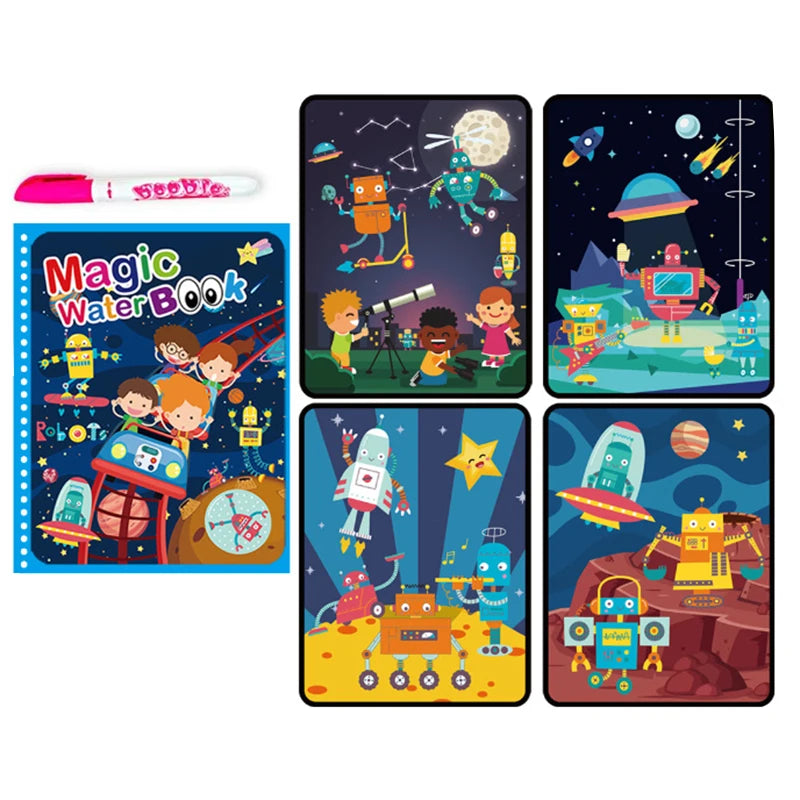 Jouets d'éducation précoce pour enfants, livre magique avec stylo, dessin à l'eau, jouets Montessori, livre de coloriage réutilisable, livre de dessin magique