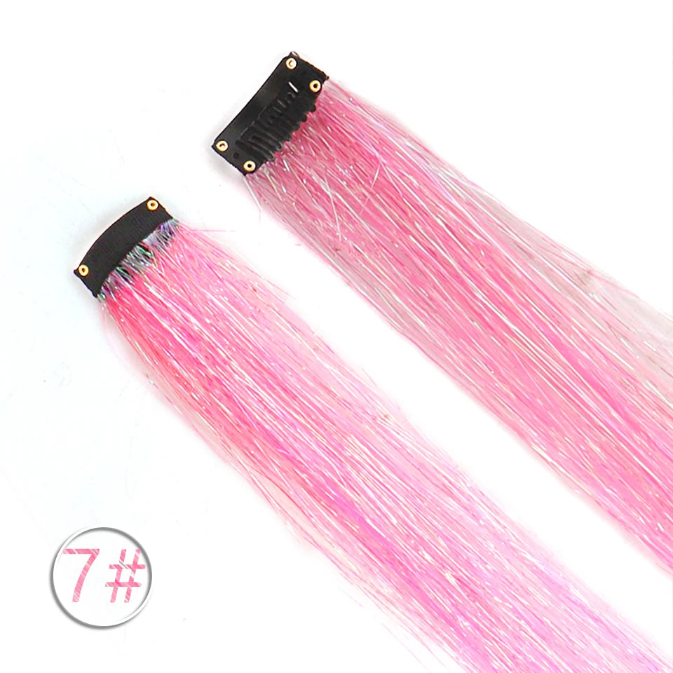 Colorful curly synthetic hair extensions for girls, long clip-in hairpiece, multicolored party strands, wig piece, for women and children
