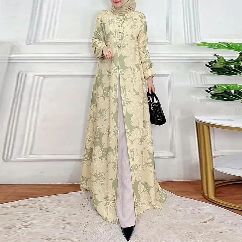 ZANZEA-Robe maxi patchwork à manches longues pour femmes, Abaya musulmane, Robe d'été élégante, Robe imprimée florale, Robe de ramadan, Kaftan éducatif, Mode