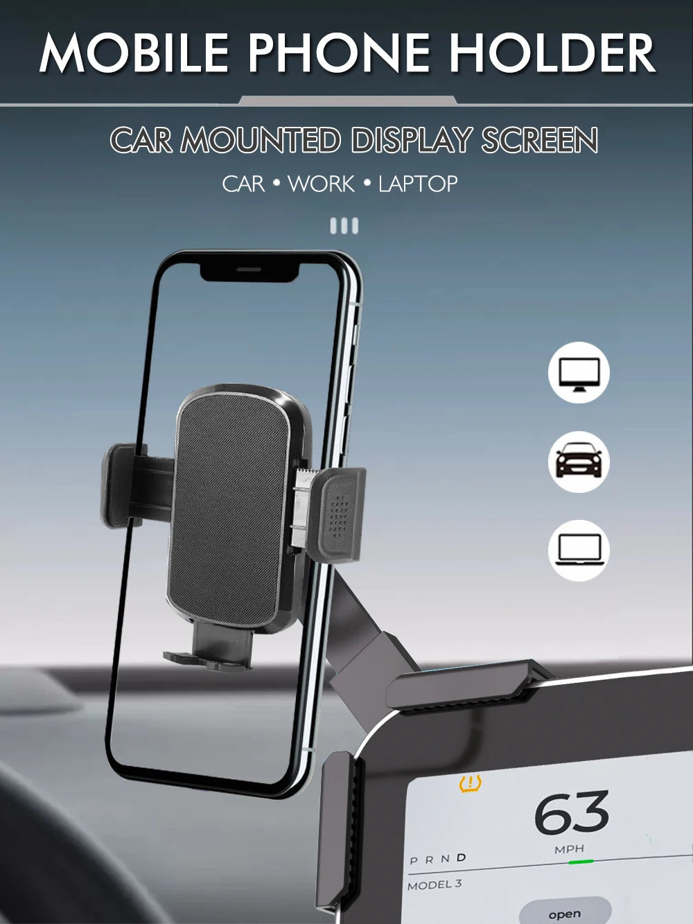 Support de téléphone portable pour écran d'affichage monté sur voiture, Rotation libre à 360 degrés, support pliable utilisé pour voiture et véhicule électrique