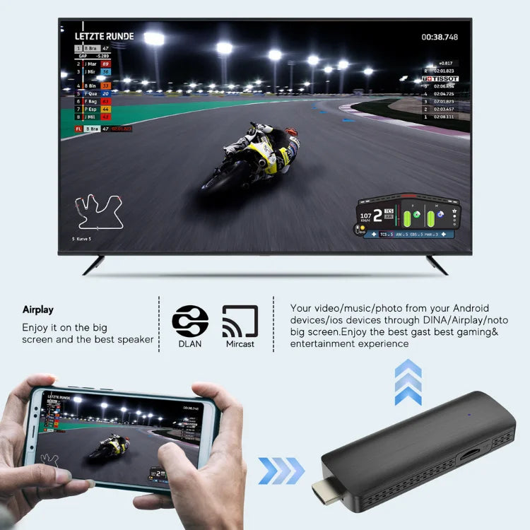 DQ03 Mini TV Stick, Façades, Android 10, Core ARM, Cortex A53, 2 Go, 16 Go, Support 4K, H.dissis, WiFi 2.4G et 5.8G Streaming Smart TV Box, 1 Go, 8 Go