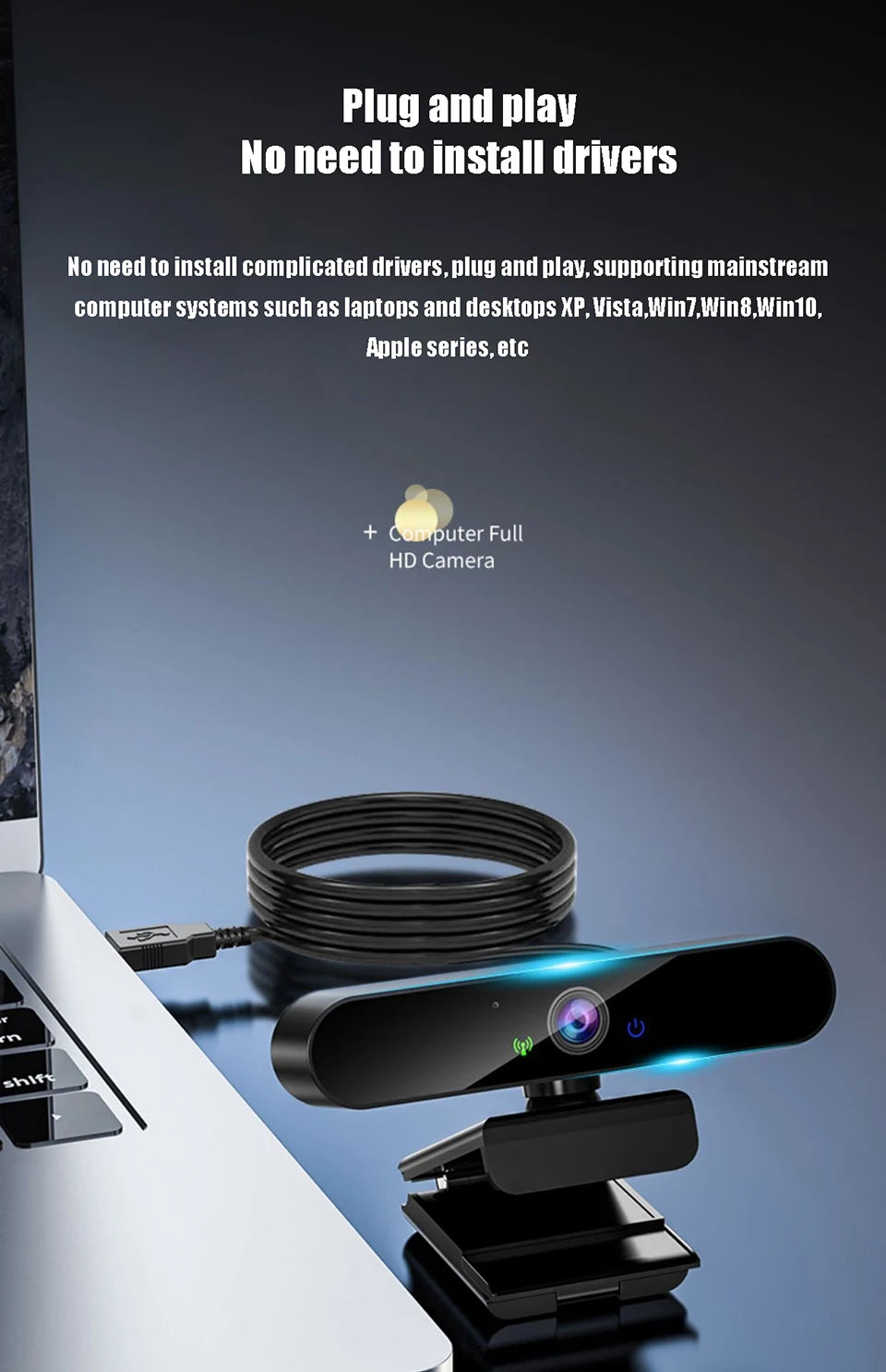4K USB Webcam with Microphone, Autofocus, 2K Camera for PC/Laptop, 1080P Live Streaming Webcam for Video Calls
