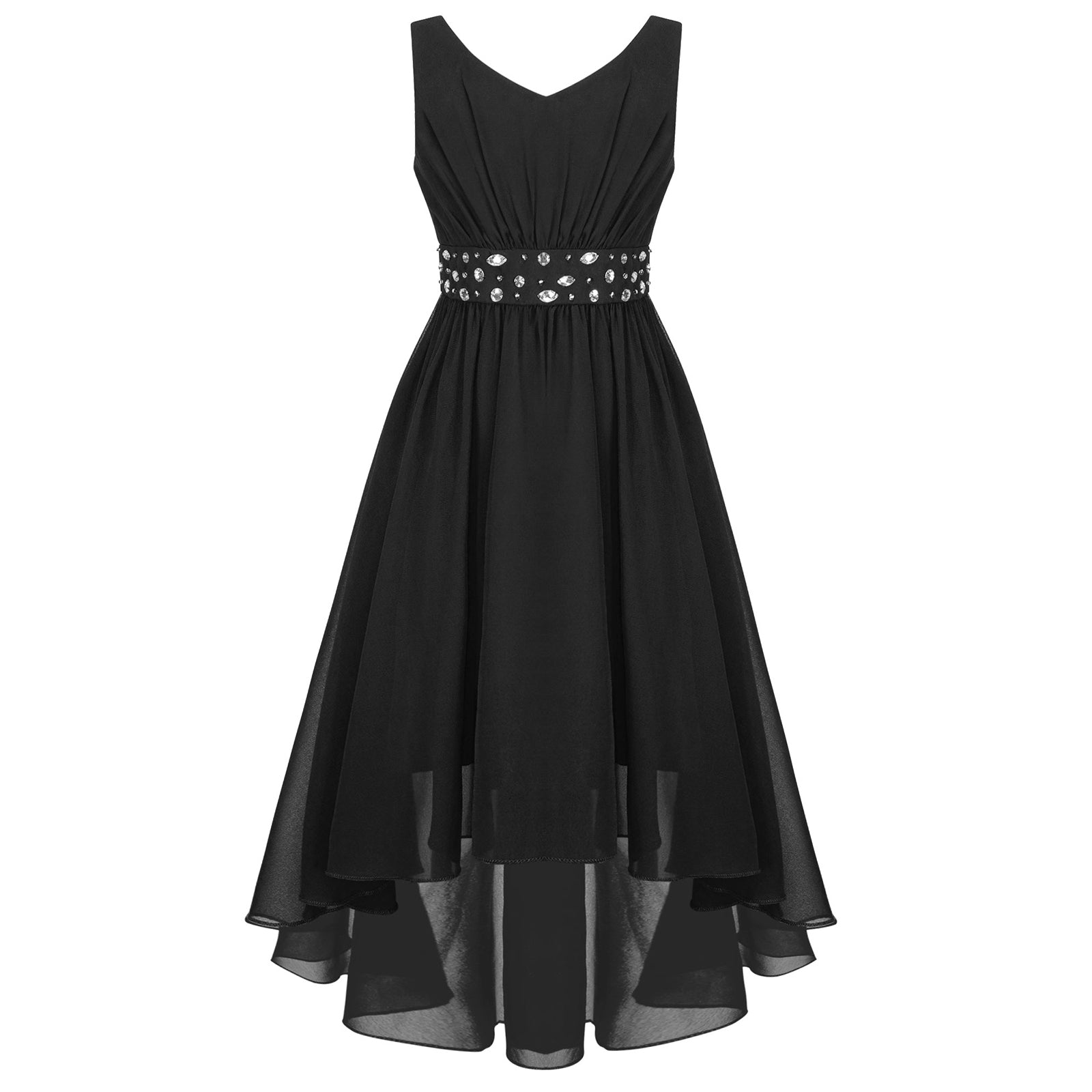 Robe perlée pour filles, élégante, brillante, rose, pour adolescentes, pour cérémonie de première Communion, ourlet Hi-Lo, fleur de demoiselle d'honneur