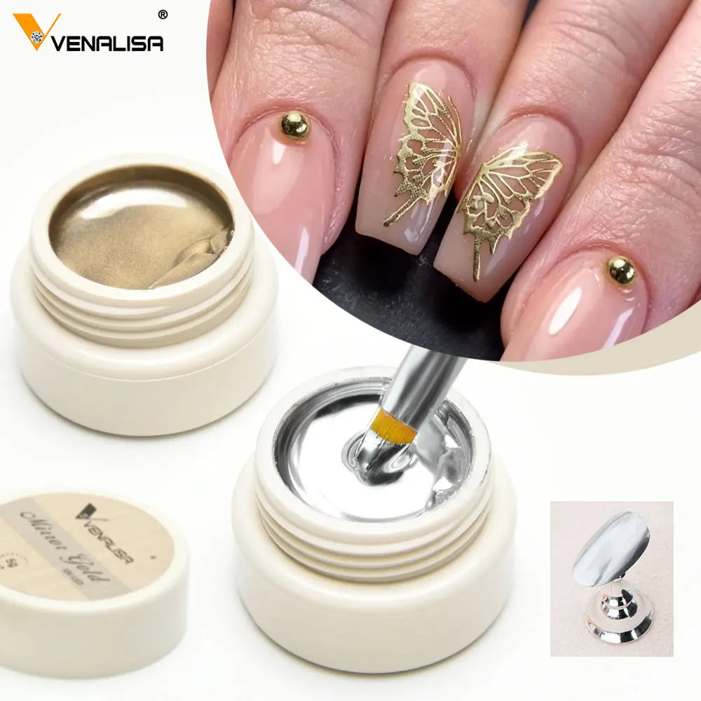 Venalisa 5ml nouveau Gel métallique UV argent or effet miroir renforcer garder les ongles C Arc UV Gel de Construction 5D Gel de modélisation