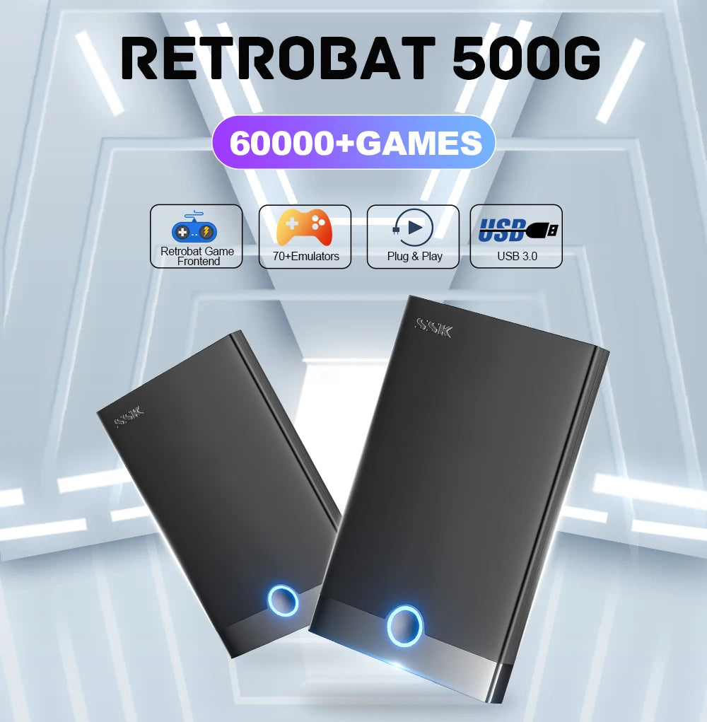 KINHANK Super Console X Retrobat HDD de jeu 500G avec 60000 jeux pour 70 émulateurs PS2/PS1/PSP/DC/N64 Plug and Play pour Windows