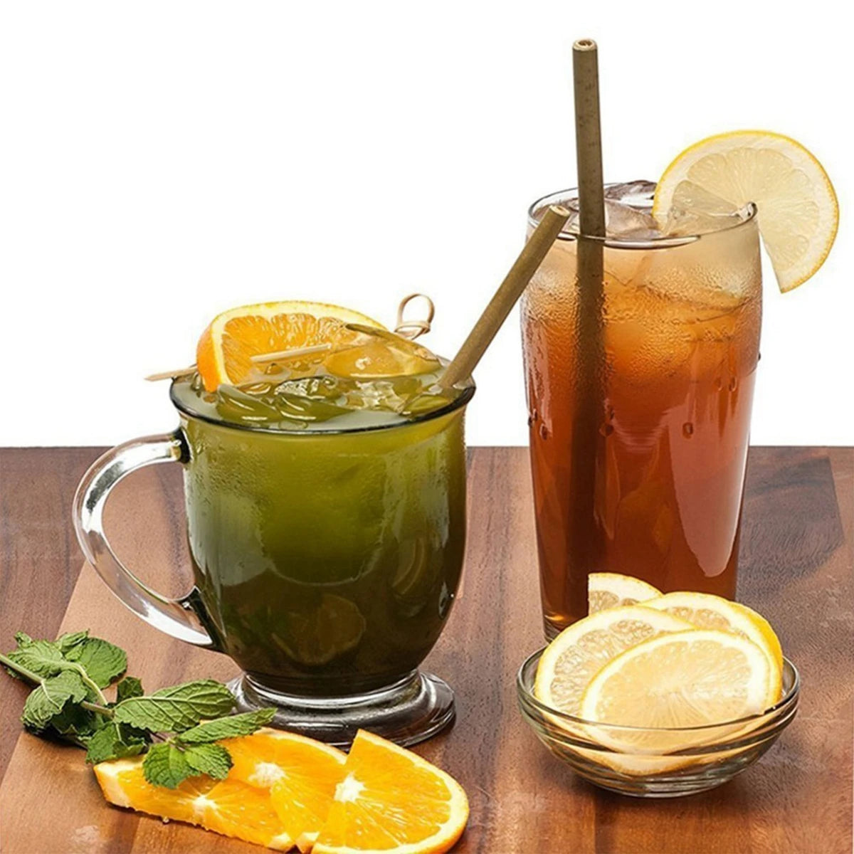 Pailles à boire en bambou naturel réutilisables avec étui, bionickel ables, écologiques, pour cocktail, bar, boissons, 10 pièces