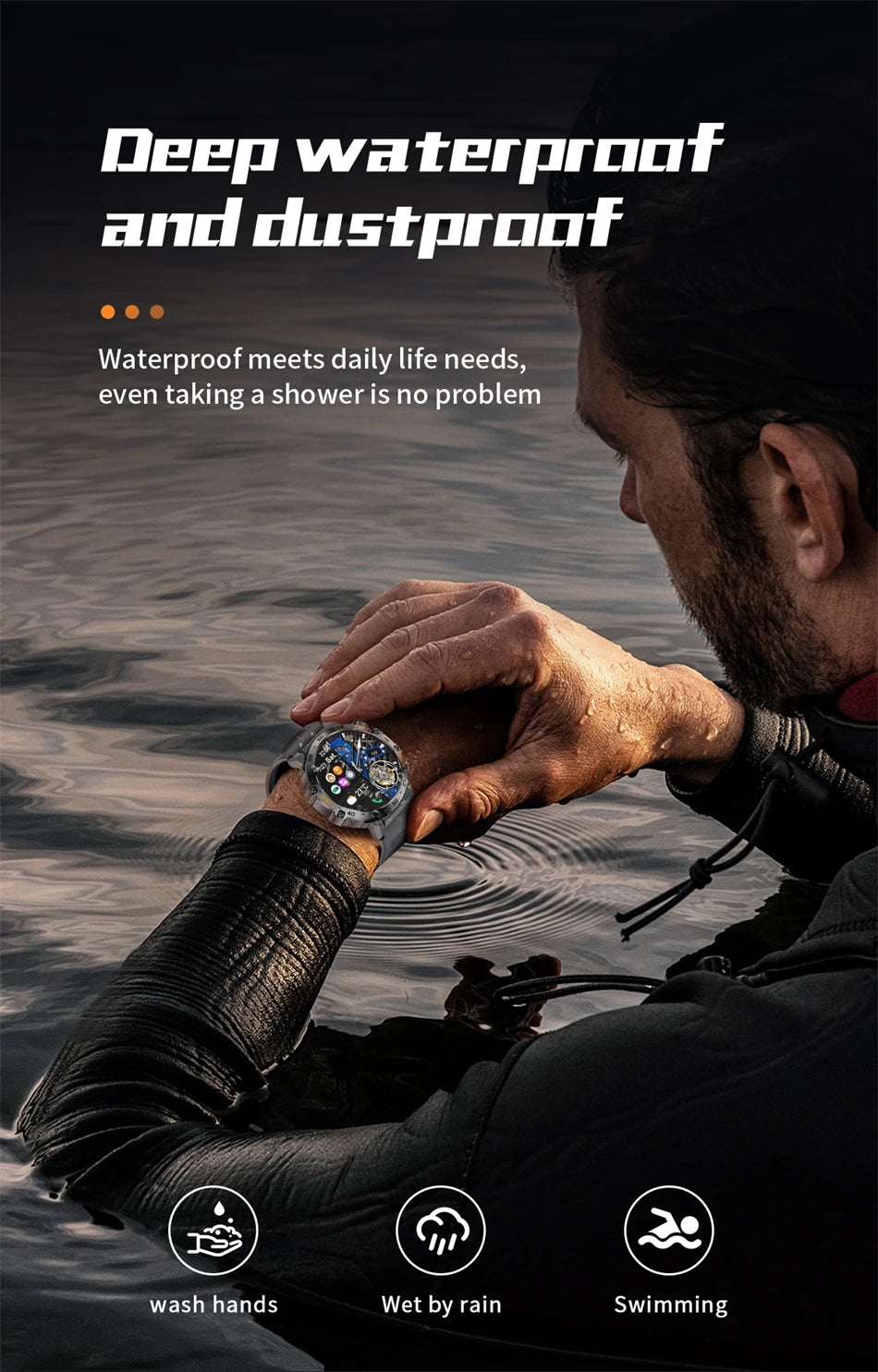LIGE 2025 montre intelligente hommes Sport montres lampe de poche LED 360*360 Ultra HD écran étanche Fitness Bluetooth appel hommes Smartwatch