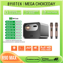 BYINTEK R90 Max Full HD 1080P projecteur 4K DLP 2200 ANSI Lumens Android TV 11.0 3D 4K pris en charge projecteur de cinéma maison intelligent