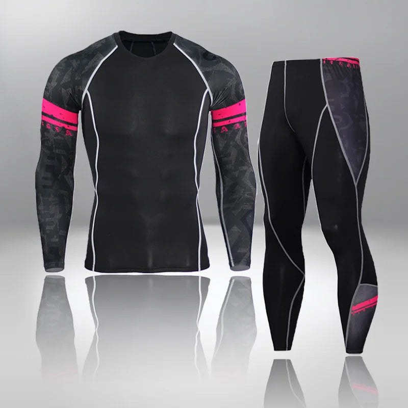 New Men's Thermal Underwear Sets, Compression Sports Suit, Sweat-Wicking, Quick-Drying Thermal Underwear, Men's Long Johns Sets