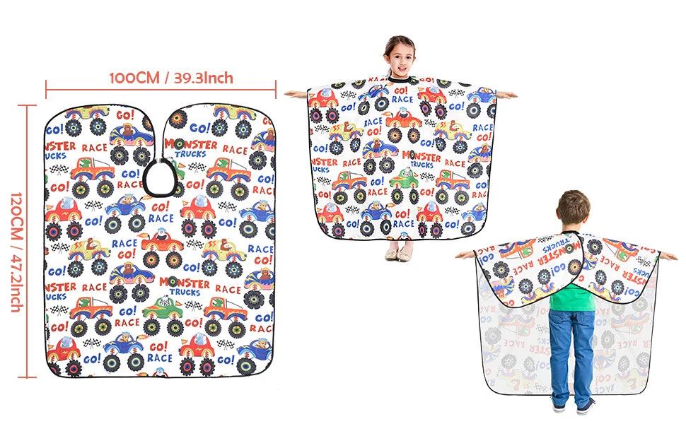 Children's hairdresser's cape, cartoon design, for hair salons, polyester pongee, barber's robe, hair care, hairdressing supplies