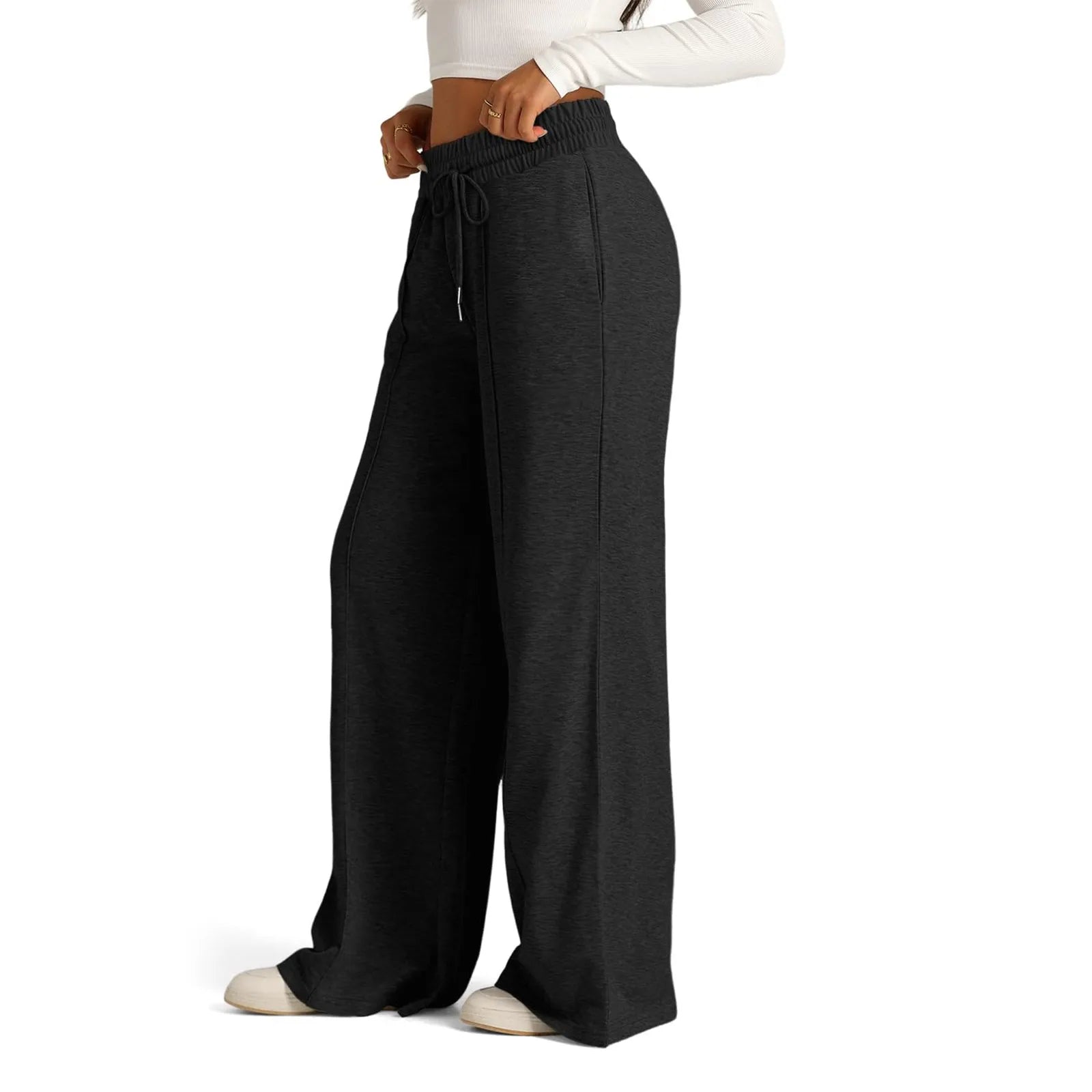 Pantalon de survêtement en polaire pour femmes, Streetwear, taille haute, ample, décontracté, droit, Sport, jambes larges, Baggy, jogging