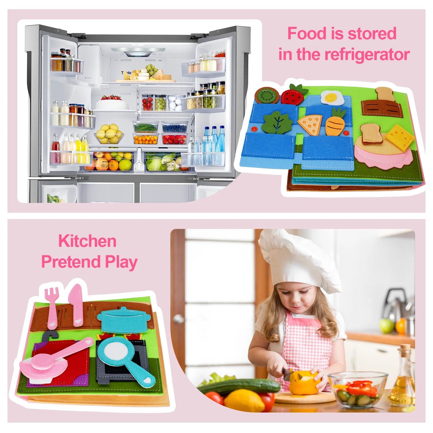 Livres silencieux Montessori pour les tout-petits, livre d'activités douces, livre en tissu feutré, jouet de voyage sensoriel avec activités d'apprentissage