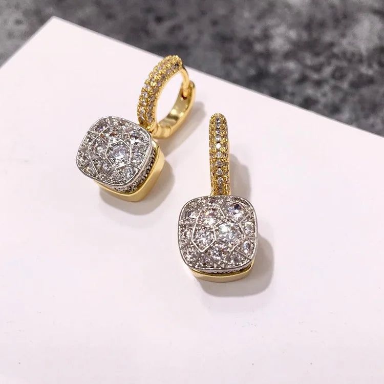 Boucles d'oreilles classiques en forme de bonbon, incrustation de Zircon, ruche en cristal, nid d'abeille, plaqué or, goutte d'eau, cadeau pour femmes, bijoux à la mode