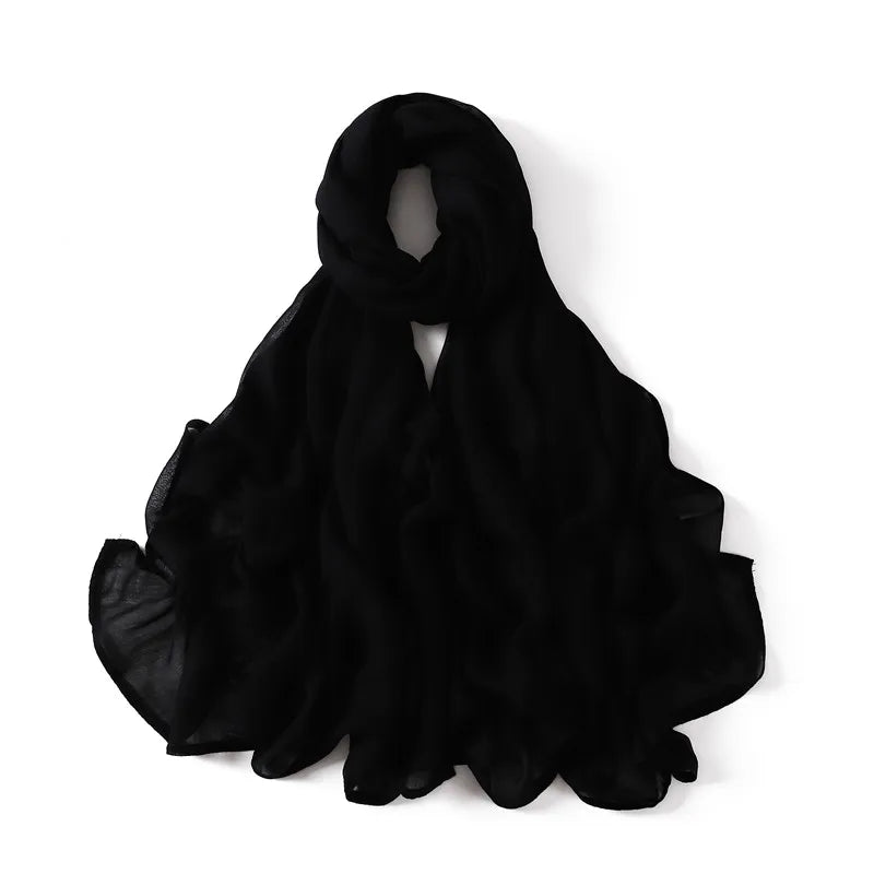 Ramadan Solid Color Plus Size Cotton Rayon Hijab Scarf Women's Muslim Headscarf Wraps Shawls Muslim Women's Headband Islamic Turban