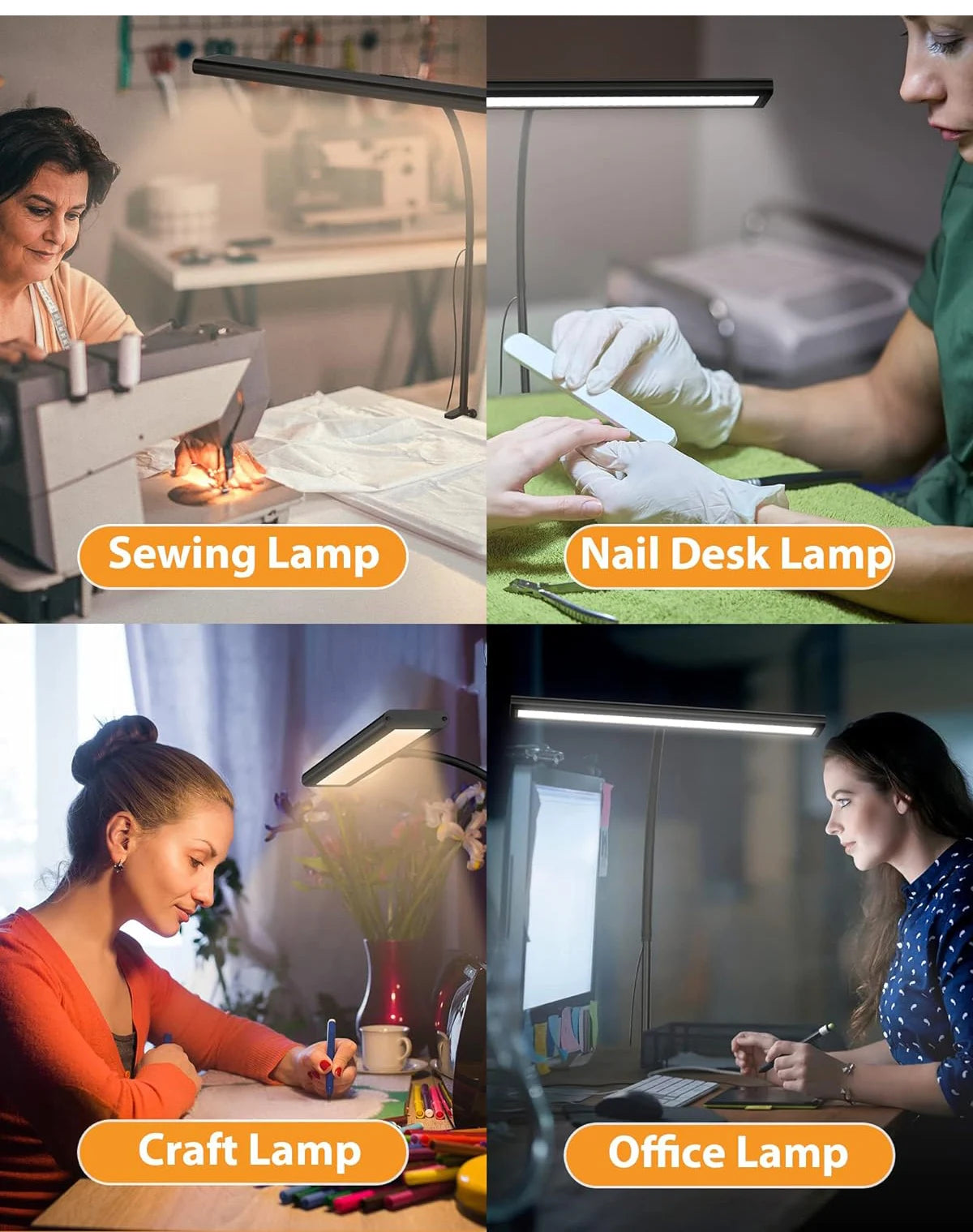 Adjustable flexible gooseneck LED desk lamp, eye-friendly desk lamp, stepless dimming, home office