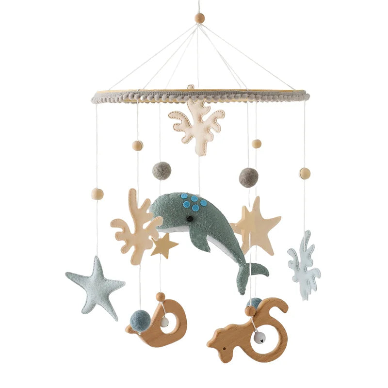 Hochets pour nouveau-né de 0 à 12 mois, jouets en feutre doux, cloche de lit de baleine, berceau Mobile suspendu, carrousel Musical, jouet pour garçons et filles, cadeau