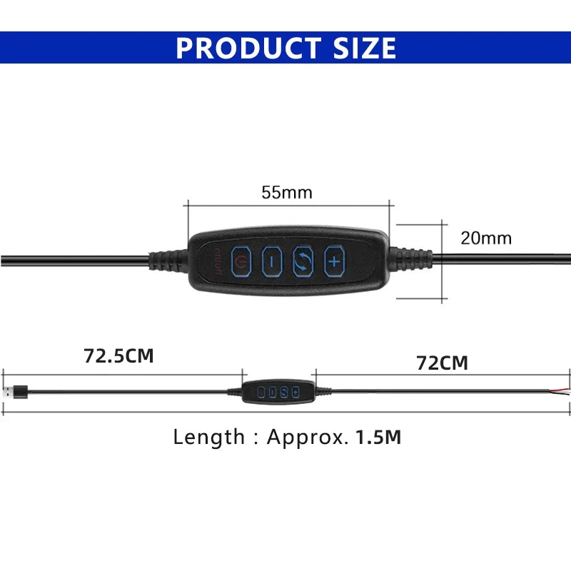 LED strip light kit for tourist information, flexible bar light, dimmer controller, USB, 0.5-5m, 5V, 120g/m, 3000K, 4000K, 6000K CCT, 4 buttons, 2m
