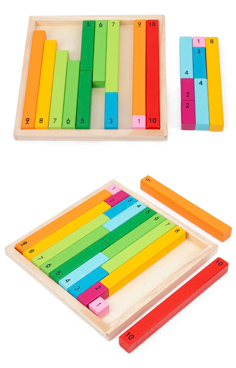 Jouets en bois Montessori fuchsia pour enfants, aides aux mathématiques, bâtons de fraction de document, éducation précoce de la maternelle, jouets d'apprentissage