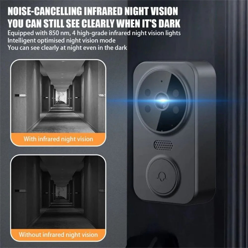 Ensemble de caméra de sonnette vidéo sans fil, caméra de sécurité intelligente avec Vision nocturne, WiFi 2.4G, HD, détection de mouvement, stockage en nuage