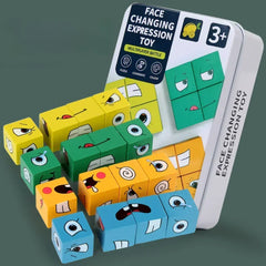 Cube visage changeant bois Puzzle blocs de construction jeu de société Montessori Expression blocs en bois Blocs pour enfants enfants jouets cadeau