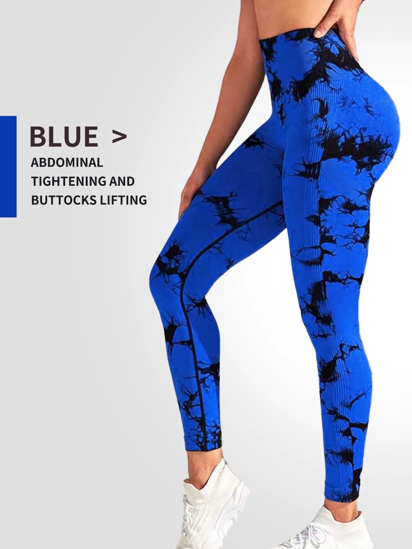 Leggings sans couture Tie Dye pour femmes, pantalons de Yoga taille haute, froissés, collants élastiques de levage des fesses, Leggings de sport à large ceinture