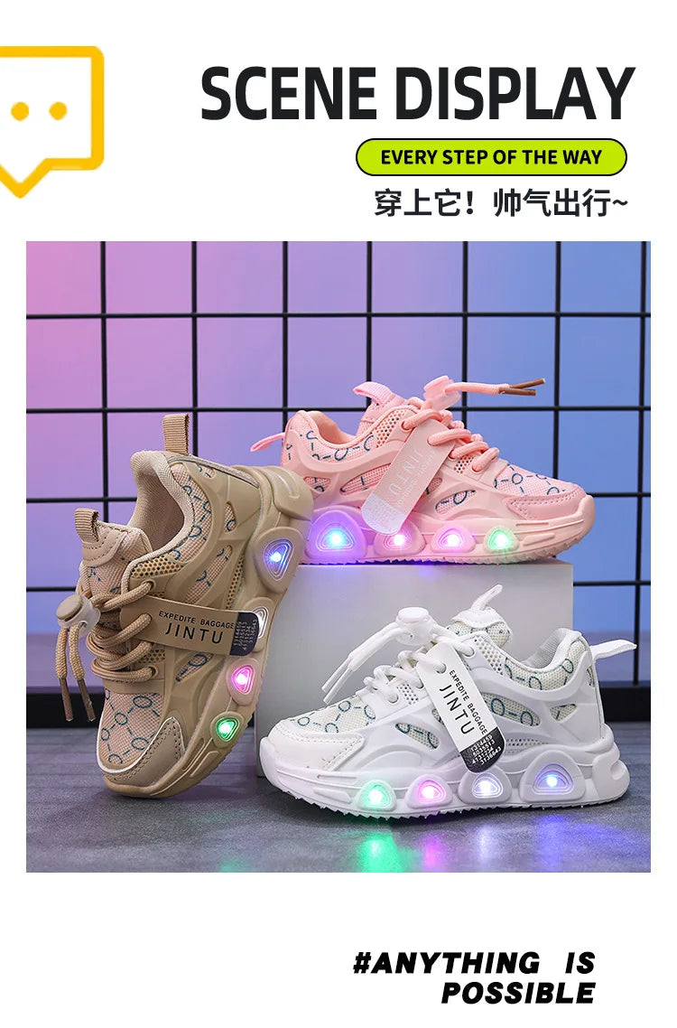 Enfants baskets 2025 printemps nouvelle fille Sneakers1-6 ans décontracté LED enfant chaussures mode filles chaussures chaussures De créateur Tenis De Mujer