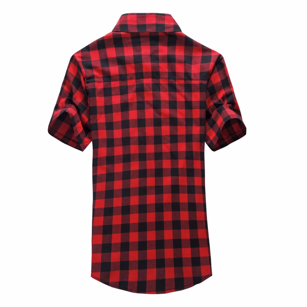 Chemise à carreaux rouge et noir hommes chemises 2025 nouvelle mode d'été Chemise Homme chemises à carreaux pour hommes Chemise à manches courtes hommes Blouse
