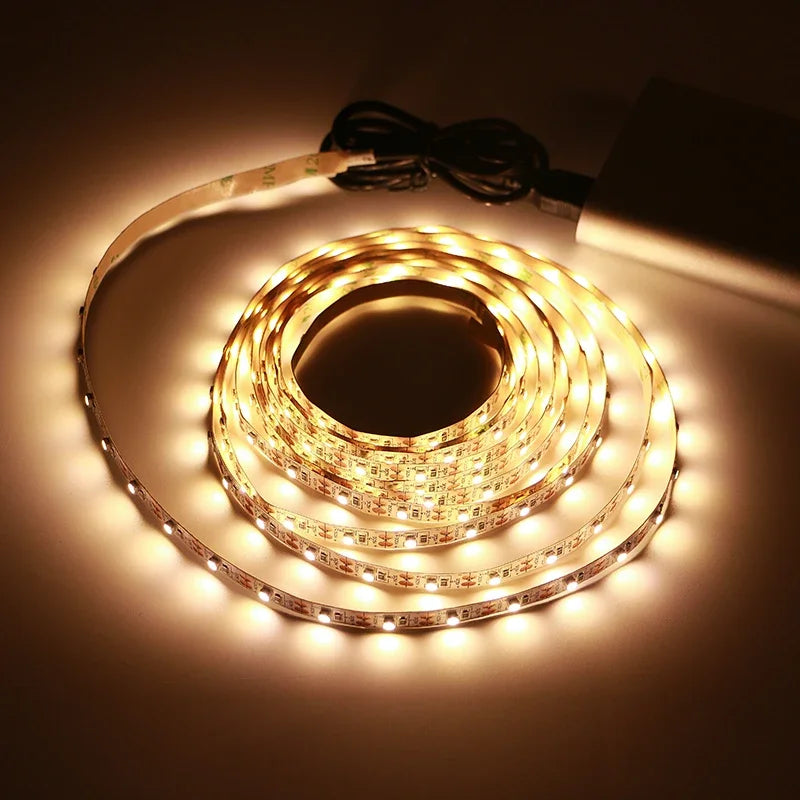 Bande lumineuse LED USB 2835 DC5V avec interrupteur, ruban de lampe Flexible, TV, ordinateur de bureau, écran, éclairage de fond, décoration de maison
