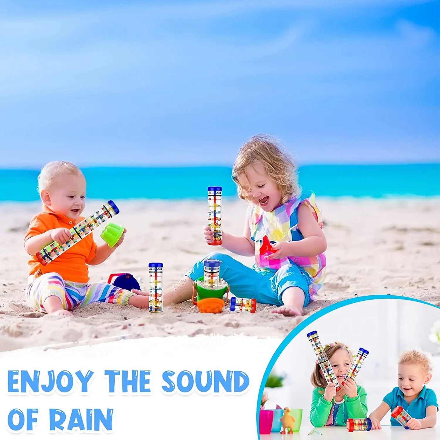 Jouets pour bébé de 6 à 12 mois, bâton de pluie sensoriel de développement, hochet secoueur, jouet pour bébé, Instrument de musique pour bébés
