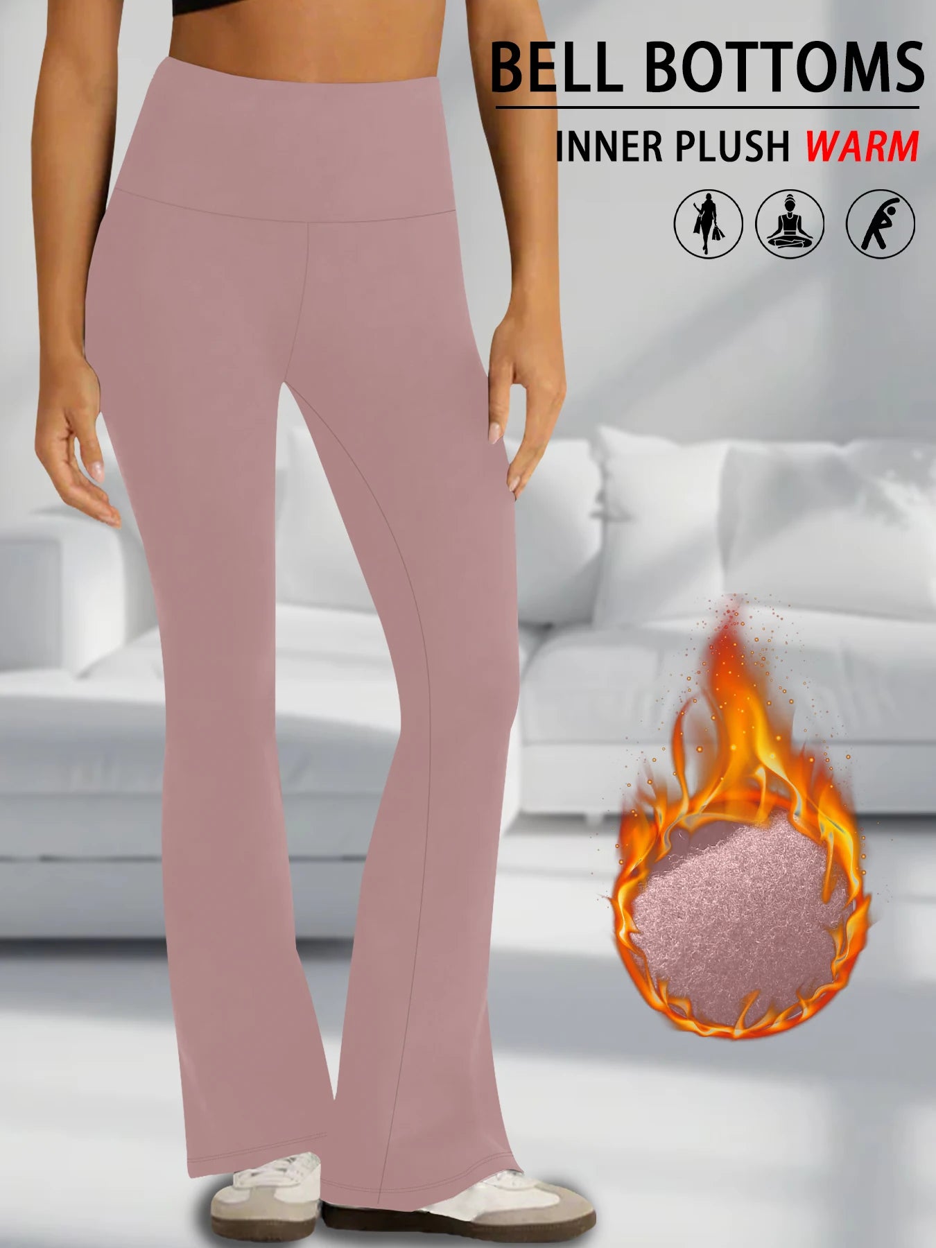 Leggings évasés en polaire taille haute pour femmes, Super doux, contrôle du ventre, pantalon Bootcut doux