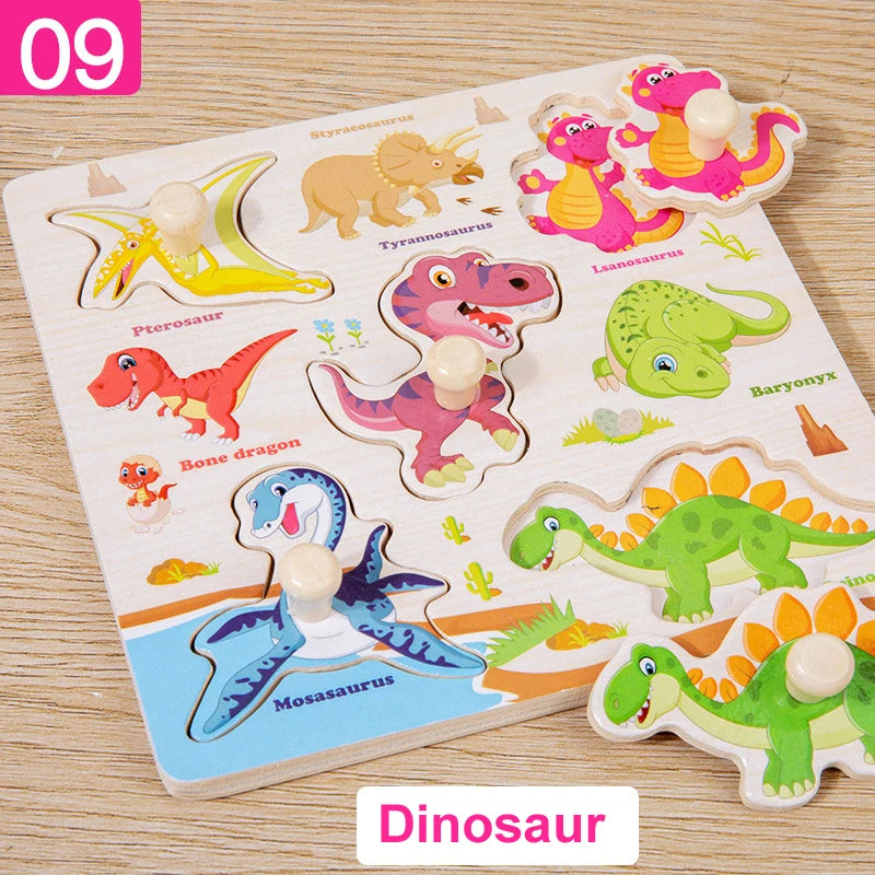 Jouets Montessori pour bébé, Puzzle 3d en bois, dessin animé, Intelligence animale, jouets éducatifs d'apprentissage précoce pour enfants