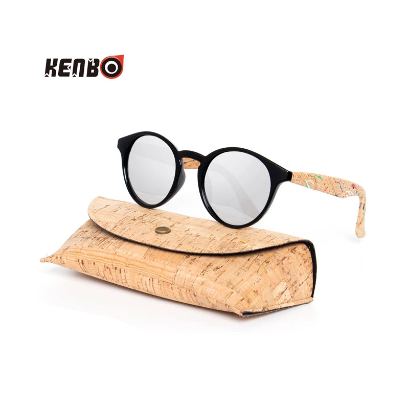 Kenbo haute qualité ronde bois bambou Grain lunettes de soleil polarisées avec étui mode femmes homme nuances lunettes de soleil en bois