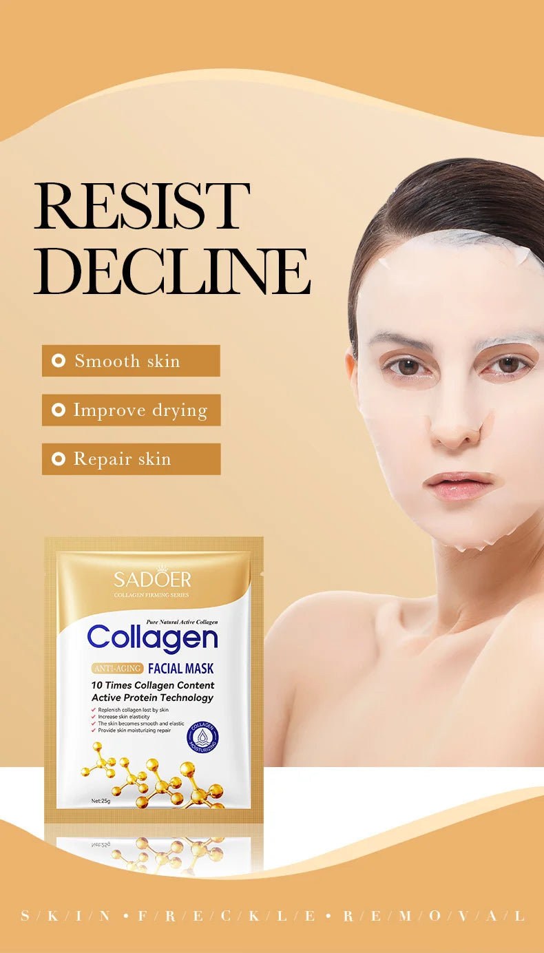 Masque Facial Anti-rides au collagène, 10 pièces, Anti-vieillissement, estompe les ridules, peau ferme, hydratant, éclaircissant, soins de la peau, cosmétiques coréens
