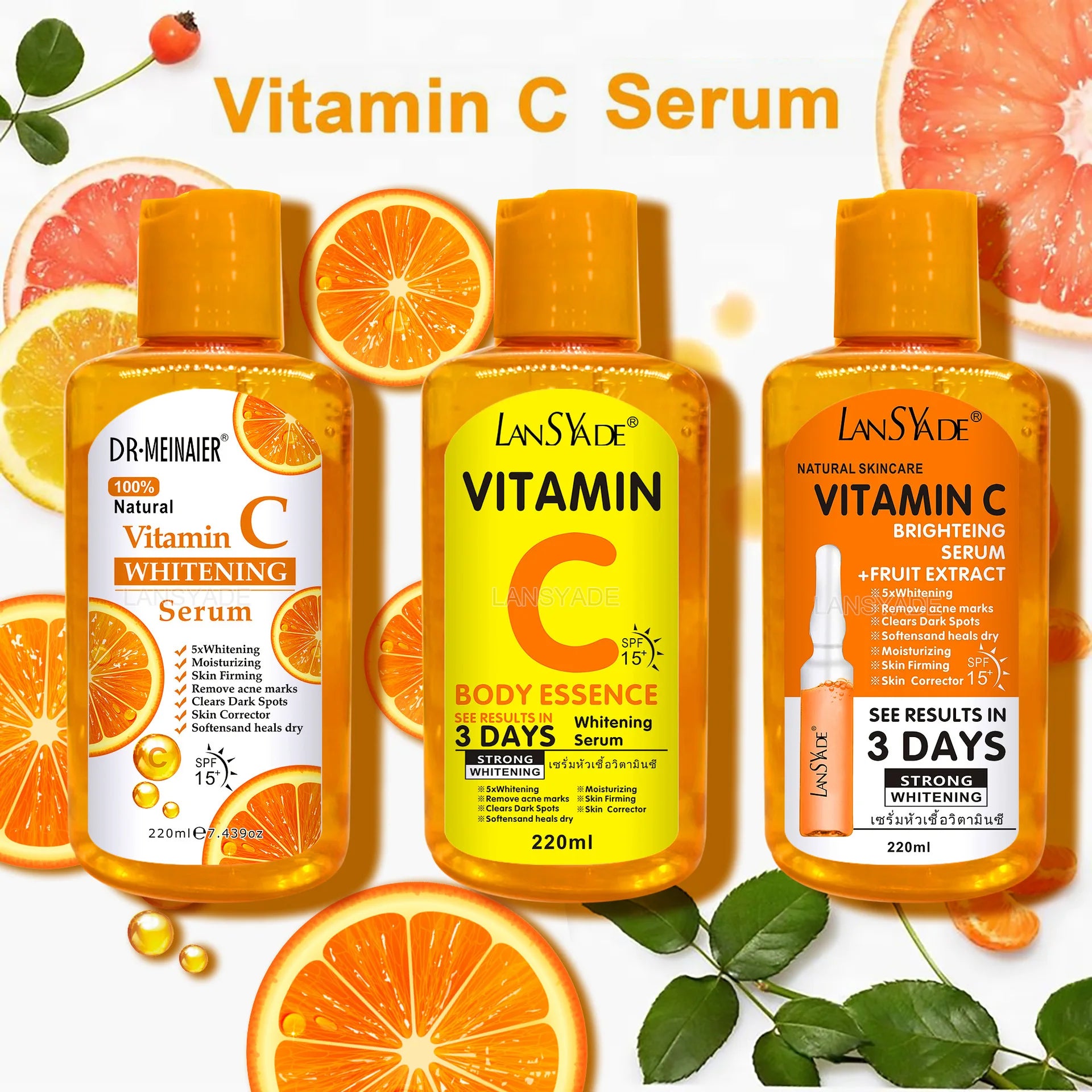 Sérum liquide Original pour le visage, Essence de vitamine C AHA, éclaircissant, hydratant, curcuma, réparateur, Anti-vieillissement, Lifting, soins pour la peau, 220ml