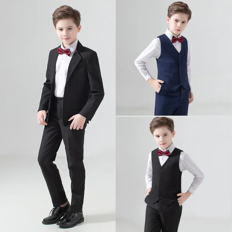 Children's Wedding Show Suit, Formal Suit, Blazer, Jacket, Pants, Bow Tie, 3 Pieces