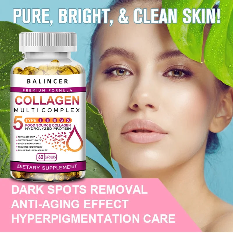 Peptide de collagène multi-cheveux, peau et ongles, supplément de santé digestif et articulaire, collagène hydrolysé, 120 gélules