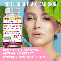 Peptide de collagène multi-cheveux, peau et ongles, supplément de santé digestif et articulaire, collagène hydrolysé, 120 gélules