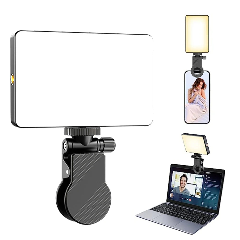 Lumière de remplissage LED portable pour smartphone, selfie, vidéo de conférence, diffusion en direct, téléphone portable, iPad, ordinateur portable, appareil photo, 2500K-9000K