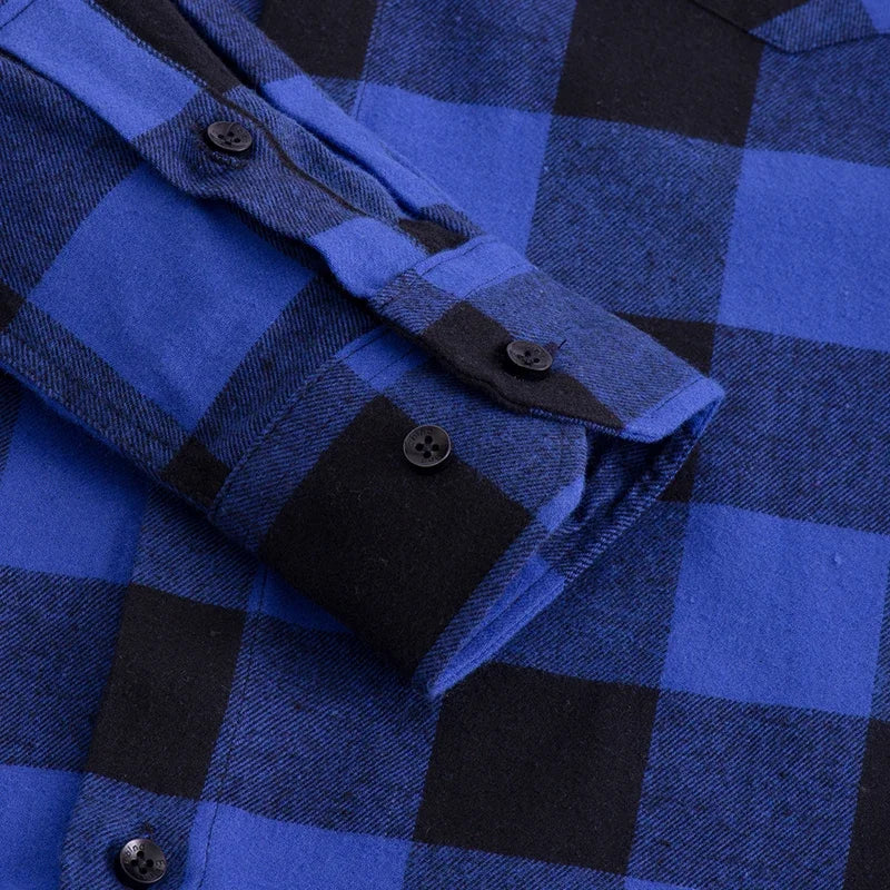 Chemise décontractée en coton à carreaux pour hommes, chemise habillée en glouton, manches longues, coupe couvertes, mode printemps et automne, 2025