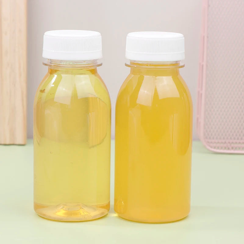 Bouteille d'eau en plastique transparente pour enfants, bouteille de jus, bouteille de lait en l'horloge, bouteille de boisson avec couvercle, portable AfricWater HI, 200ml, 6 pièces