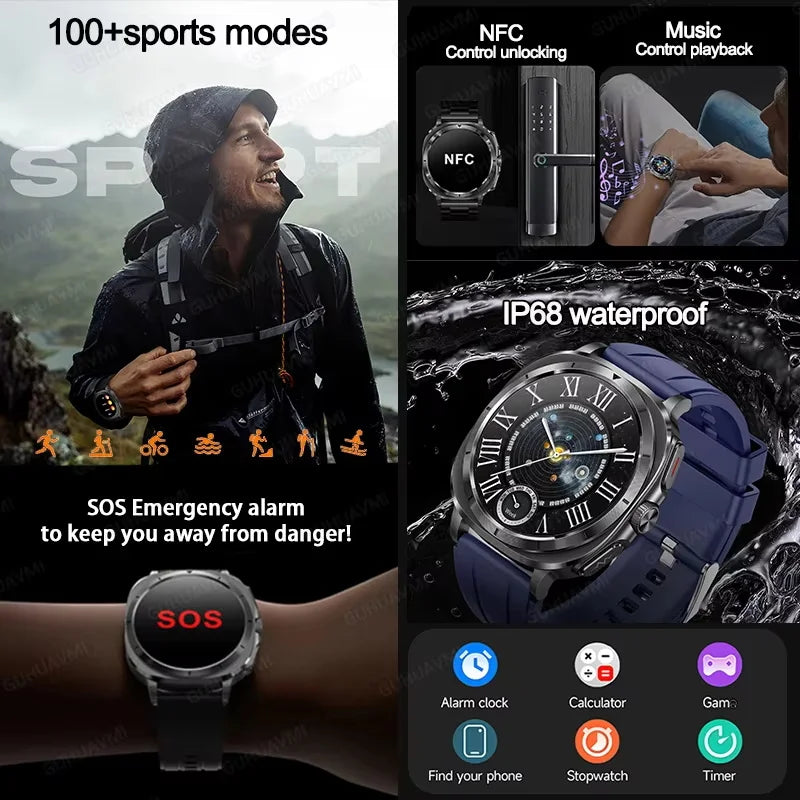Montre connectée pour hommes, nouveau niveau Expert, santé, ECG + PPG, moniteur Laser, acide urique, graisse sanguine, pression artérielle, NFC, appel HD, 2025