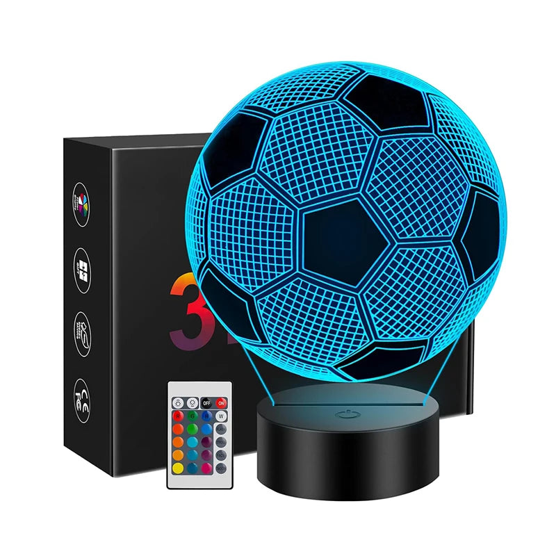 Veilleuse de Football pour enfants avec télécommande, 7 couleurs changeantes, cadeau d'anniversaire, de noël, de saint-valentin, Fan de Sport pour garçons et filles
