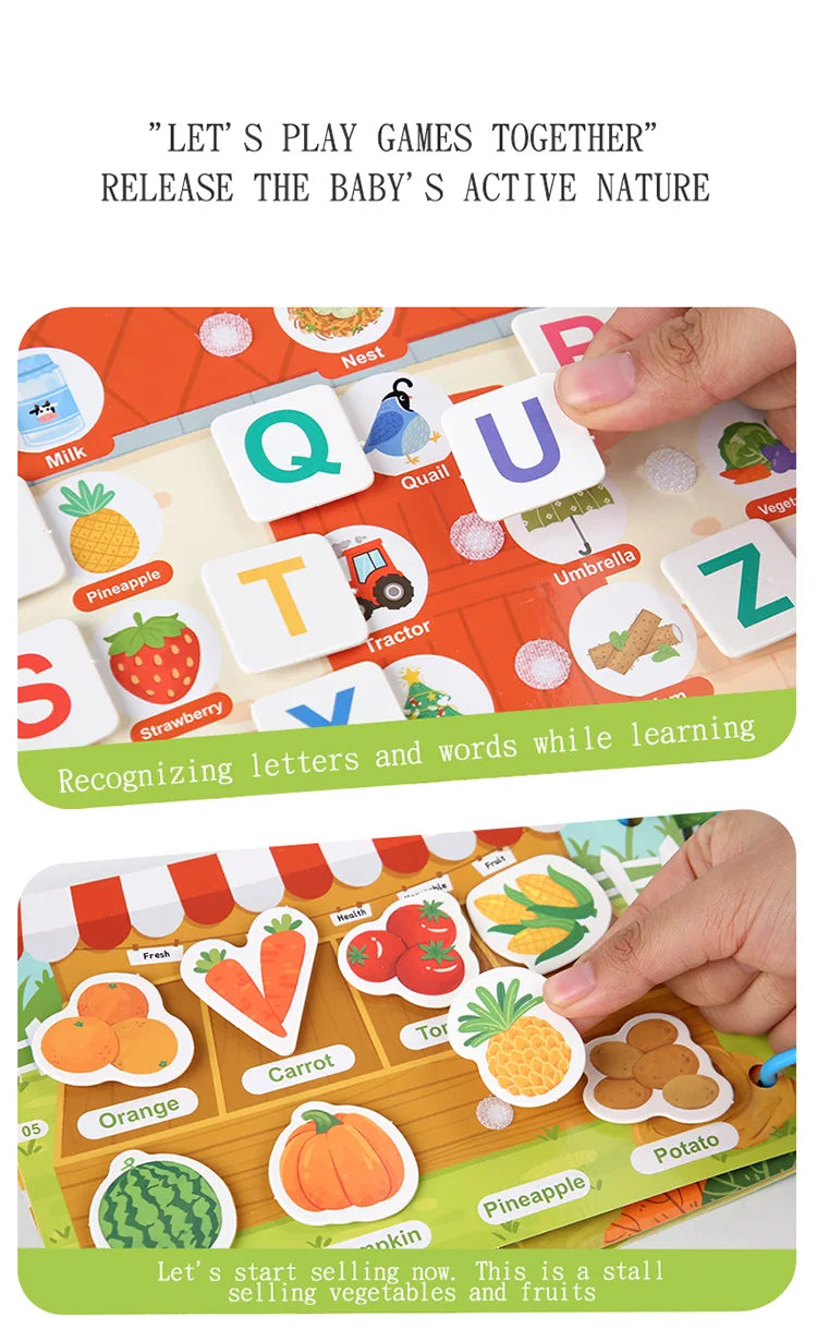 Livre Montessori pour bébé, mon premier livre silencieux, jouet éducatif pour l'apprentissage précoce, jeu assorti pour bébés de 2 à 3 ans