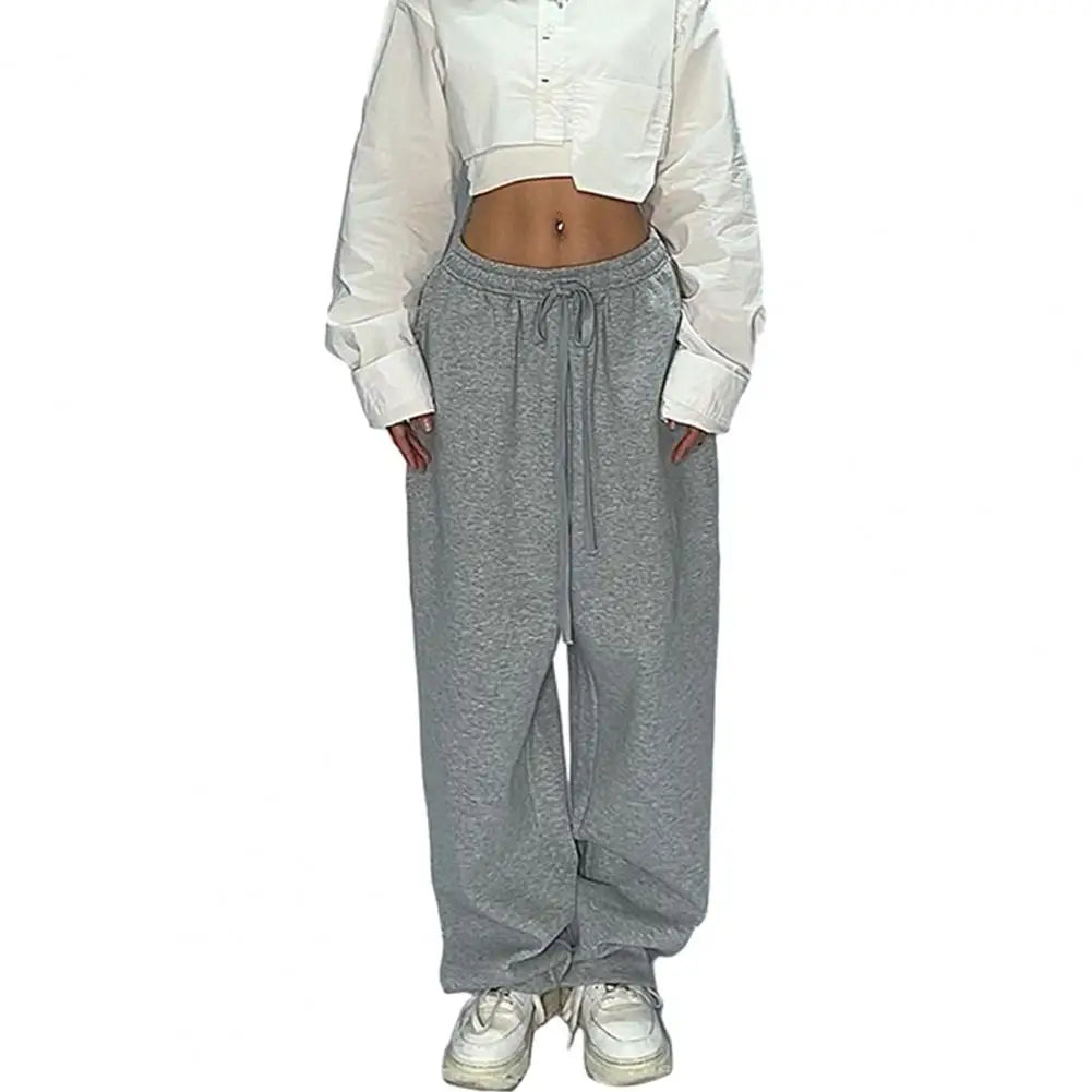 Pantalon de survêtement décontracté pour femmes, couleur unie, taille haute, à lacets, ample, jogging, classique, Baggy, Streetwear, Sport, danse, Y2K