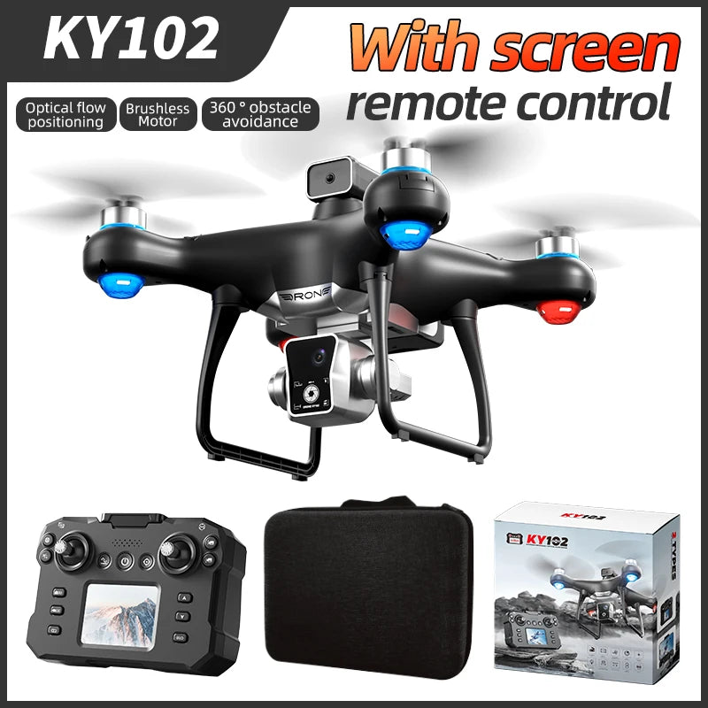 Nouveau Drone KY102 avec écran 8K, double caméra, localisation du flux optique sans balais, évitement Intelligent des obstacles, jouets d'hélicoptère RC