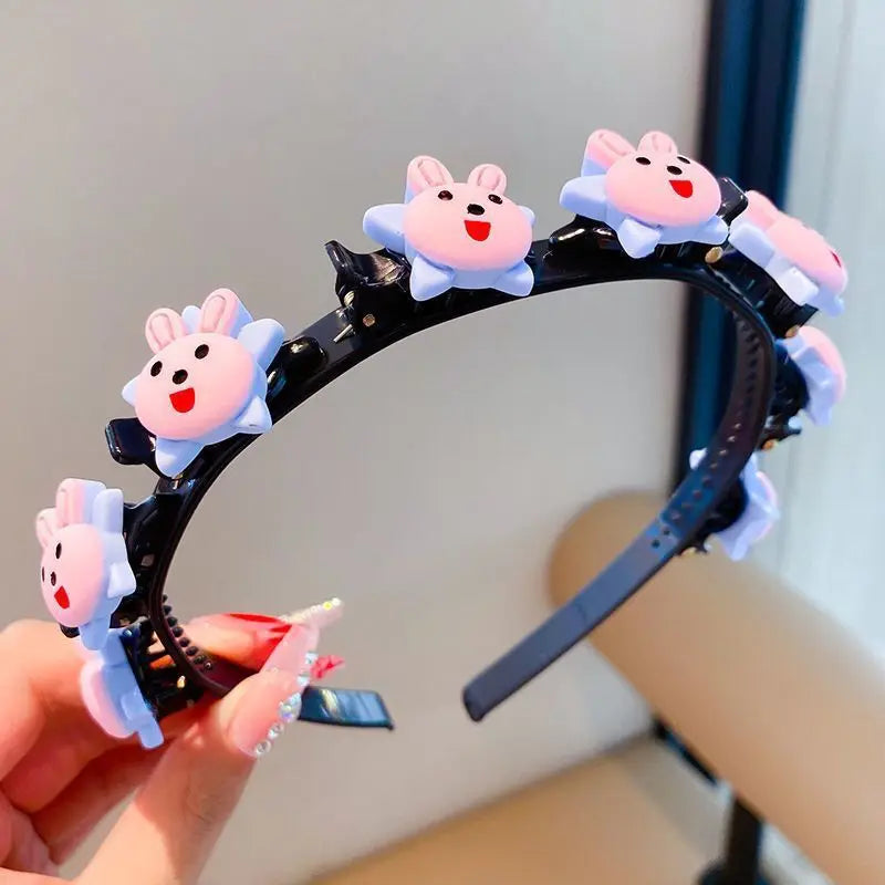 Bandeau tressé de dessin animé pour enfants, bandeau mignon de Style coréen pour bébé avec Clip, accessoires de cheveux pour filles à la mode