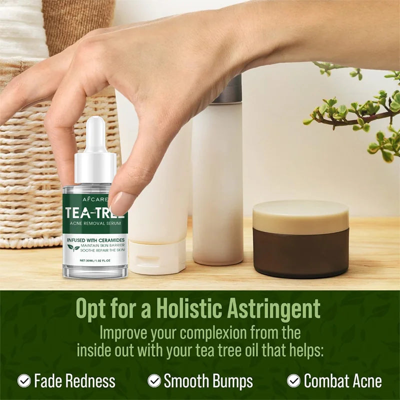 Sérum d'arbre à thé pour l'acné, soulagement végétalien, Non collant, peau claire et équilibrée pour apaiser, apaisant, irrité, hydratant, produit de soins pour la peau