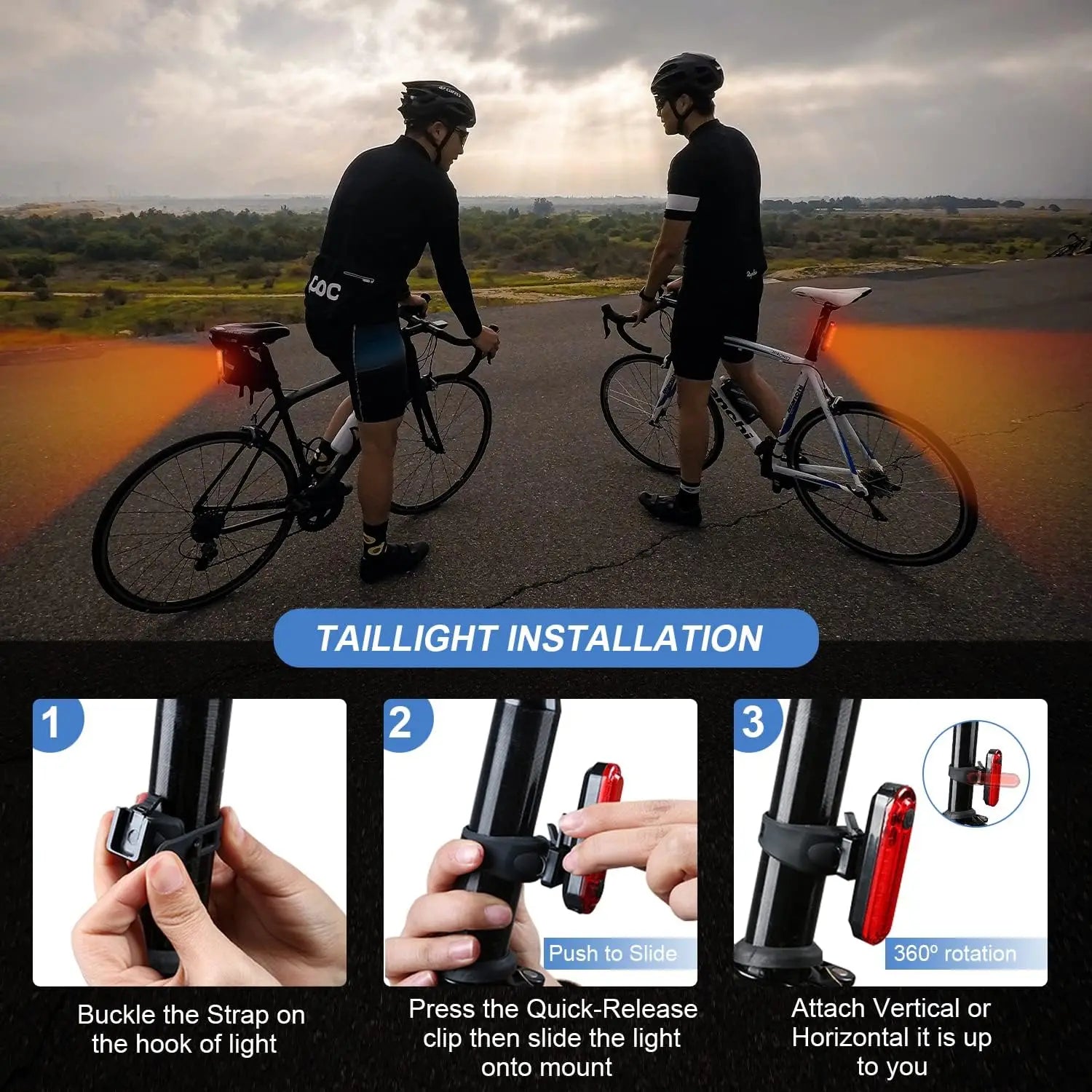 Feu arrière de vélo vtt, lumière rouge, lampe de sécurité chauffante, Rechargeable par USB, lumière Led, accessoires de vélo