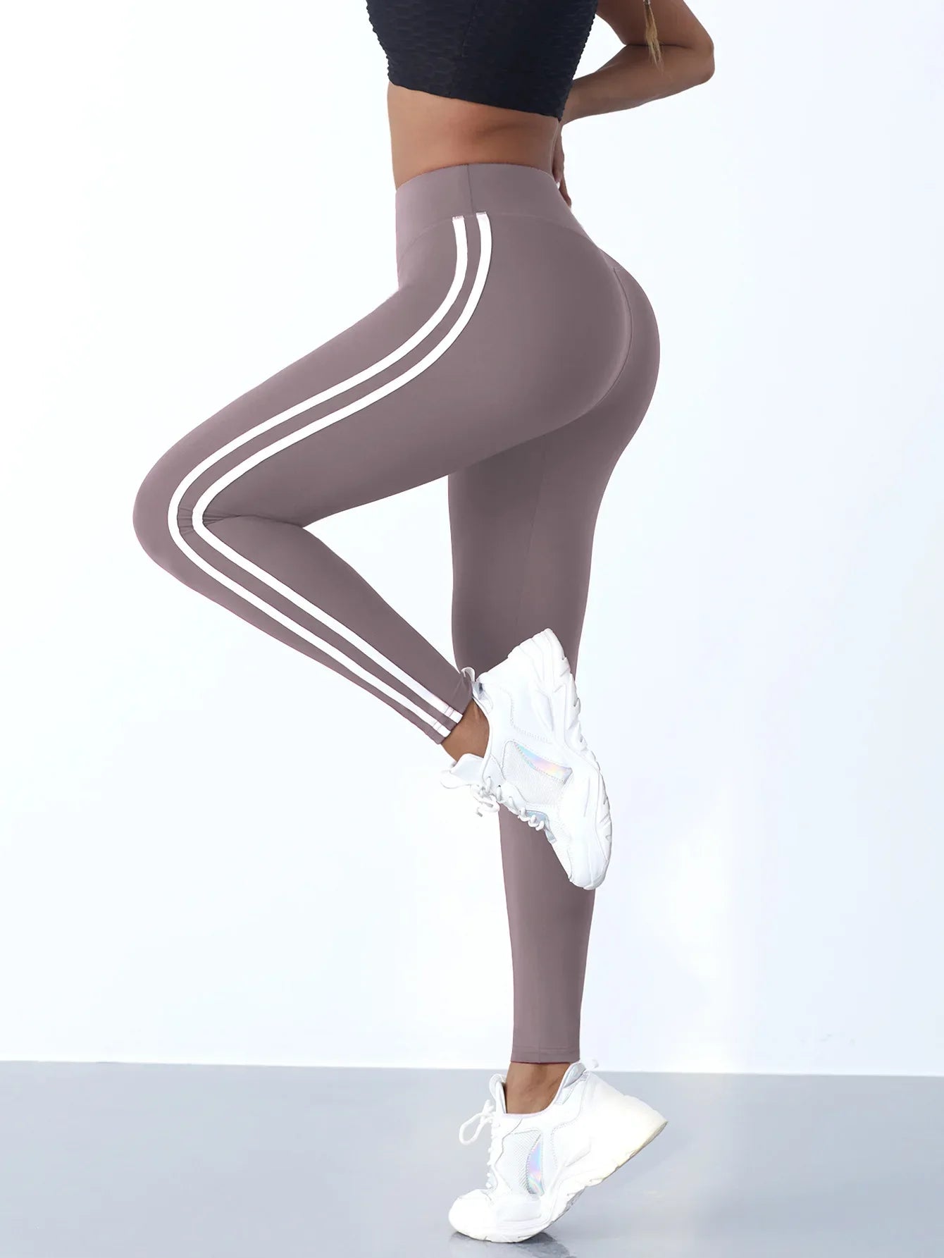Leggings de Yoga pour femmes, pantalons de sport Slim rayés, taille haute, levage des hanches, collants décontractés, entraînement, course à pied, extensibles
