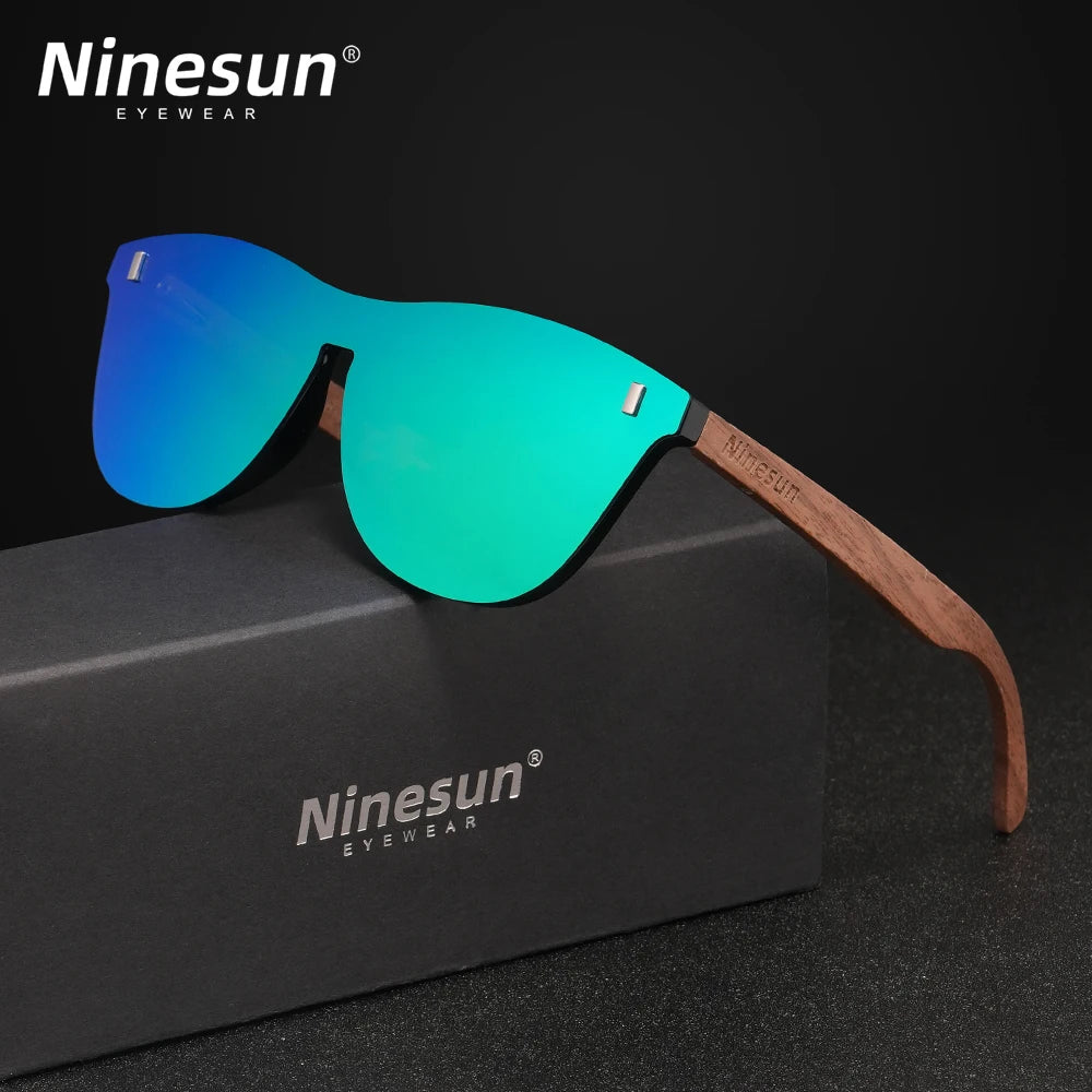 NINESUN haute qualité noyer lunettes de soleil bois lunettes polarisées hommes femmes UV400 sans monture Original en plein air mode casual lunettes